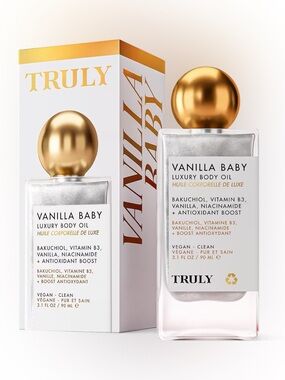 Truly Vanilla Baby Luxury Body Oil- plumping pearlescent shimmer oil, vegan